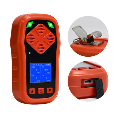 Detettori di gas portatili CE 4 in 1 con display LCD / batteria al litio ricaricabile